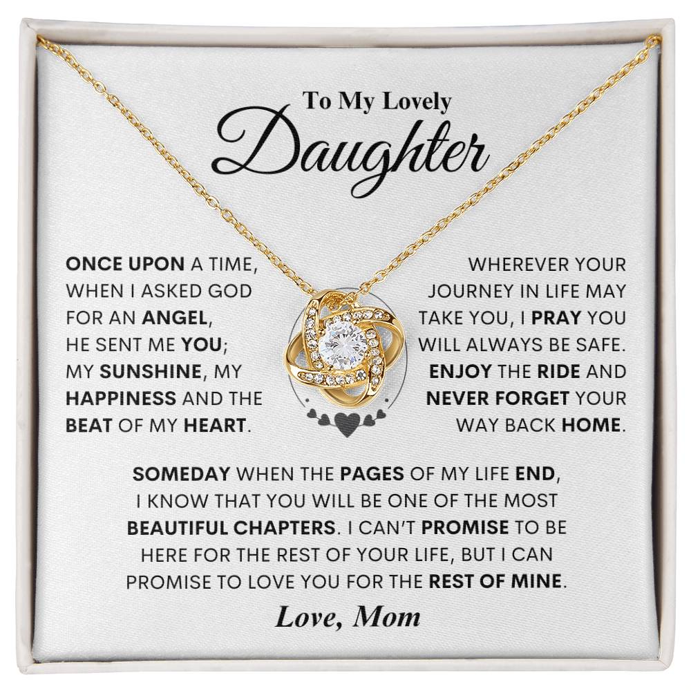 To My Lovely Daughter Love Mom Love Knot Necklace
