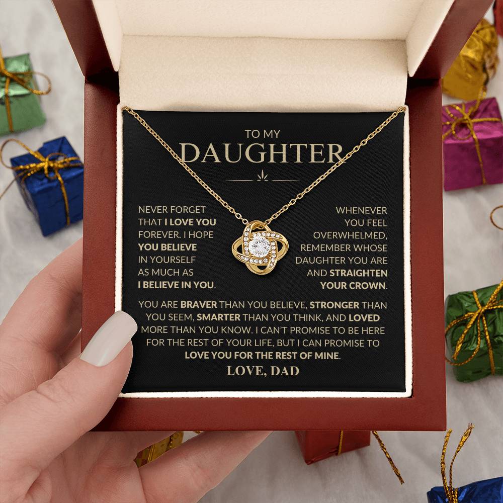 To My Daughter Never Forget That I Love You Love Dad | Love Knot Necklace