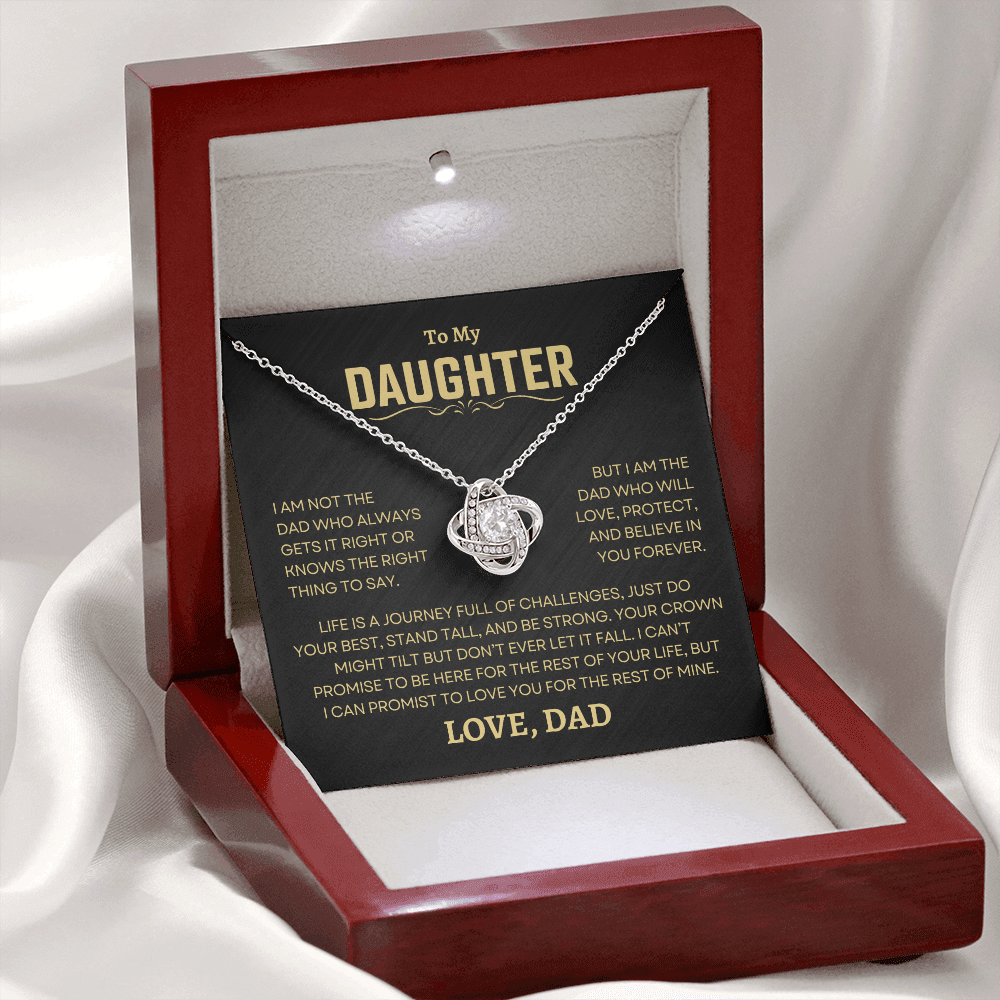 Gift For Daughter From Dad, "Love, Protect, And Believe In You" Love Knot Necklace Set