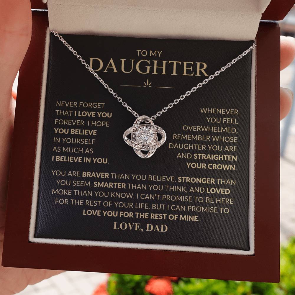 To My Daughter Never Forget That I Love You Love Dad | Love Knot Necklace