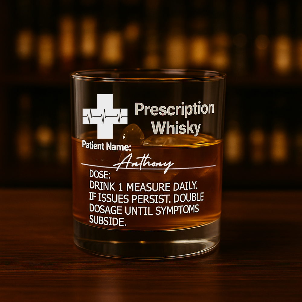 Personalized Funny Prescription Whisky Bourbon Whiskey Glasses | Father's Day Gift for Grandpa Dad