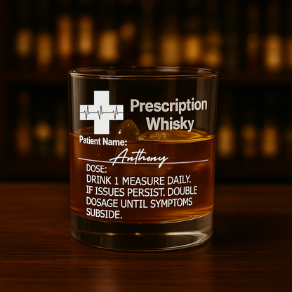 Personalized Funny Prescription Whisky Bourbon Whiskey Glasses | Father's Day Gift for Grandpa Dad