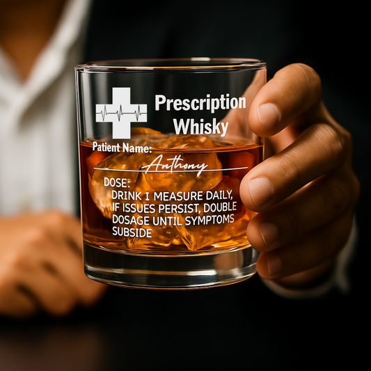 Personalized Funny Prescription Whisky Bourbon Whiskey Glasses | Father's Day Gift for Grandpa Dad