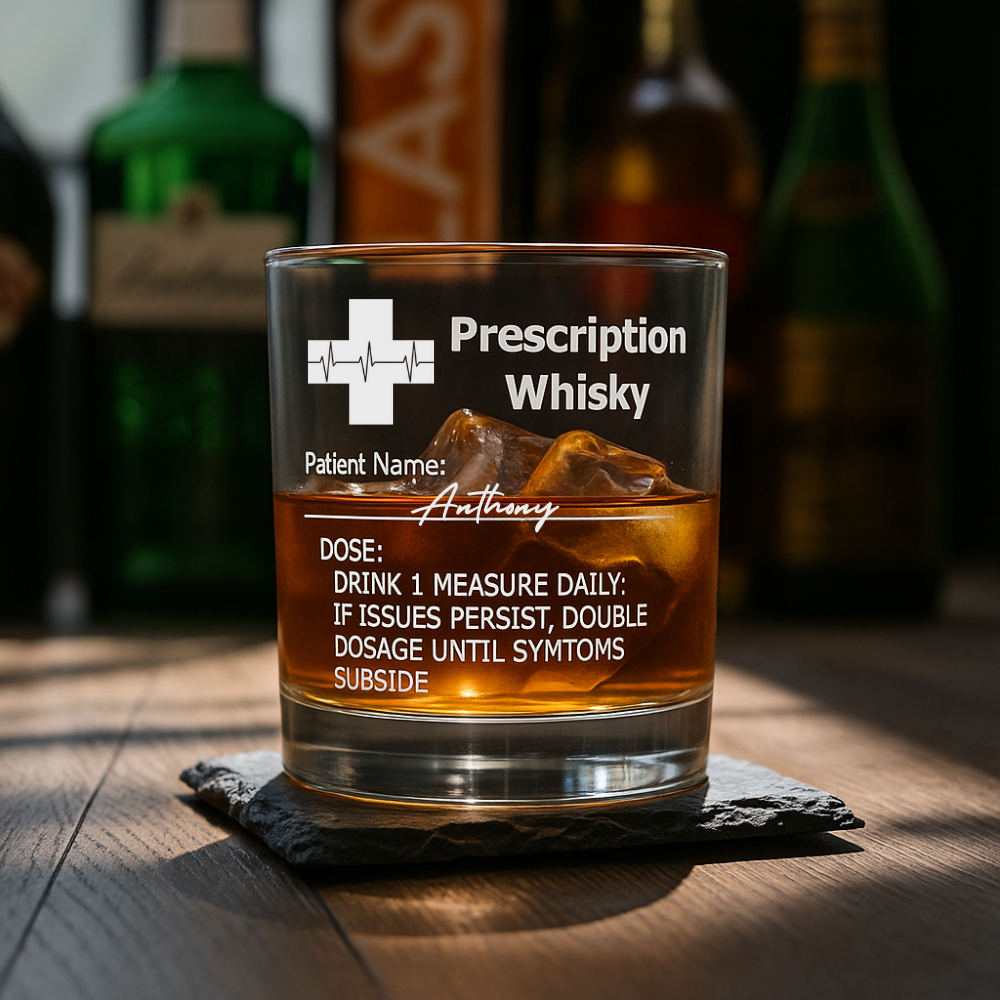 Personalized Funny Prescription Whisky Bourbon Whiskey Glasses | Father's Day Gift for Grandpa Dad