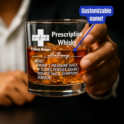 Personalized Funny Prescription Whisky Bourbon Whiskey Glasses | Father's Day Gift for Grandpa Dad