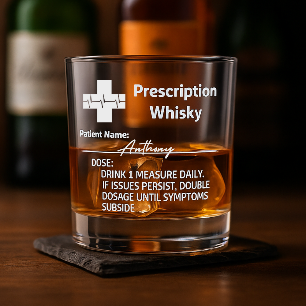 Personalized Funny Prescription Whisky Bourbon Whiskey Glasses | Father's Day Gift for Grandpa Dad