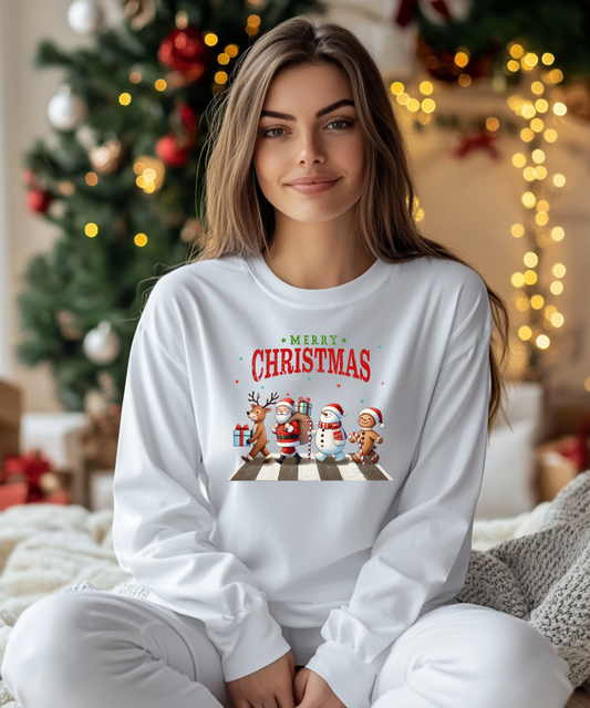 Beatles Reindeer Santa Snowman Gingerbread Man Walking Shirt