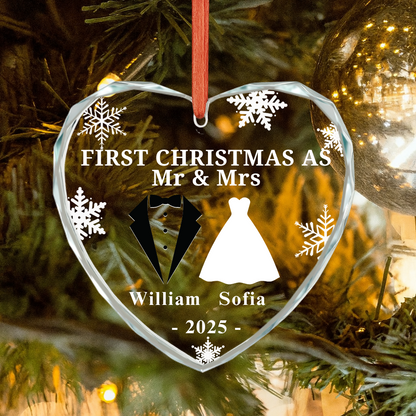 Personalized Our First Christmas As Mr & Mrs Wedding Gift Ornament