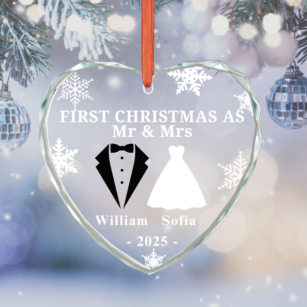 Personalized Our First Christmas As Mr & Mrs Wedding Gift Ornament