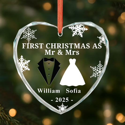 Personalized Our First Christmas As Mr & Mrs Wedding Gift Ornament