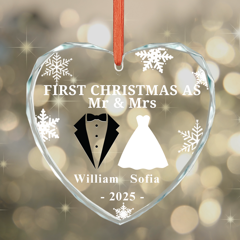 Personalized Our First Christmas As Mr & Mrs Wedding Gift Ornament