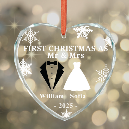 Personalized Our First Christmas As Mr & Mrs Wedding Gift Ornament