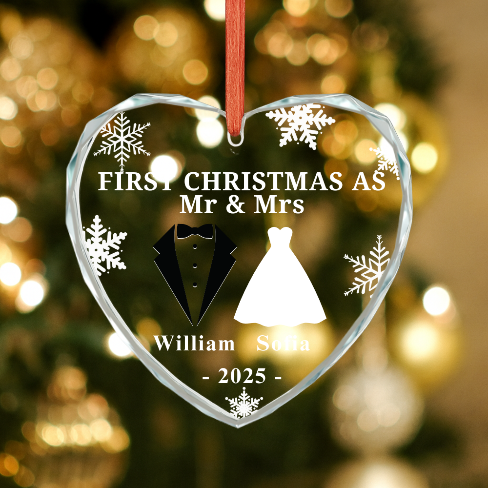 Personalized Our First Christmas As Mr & Mrs Wedding Gift Ornament