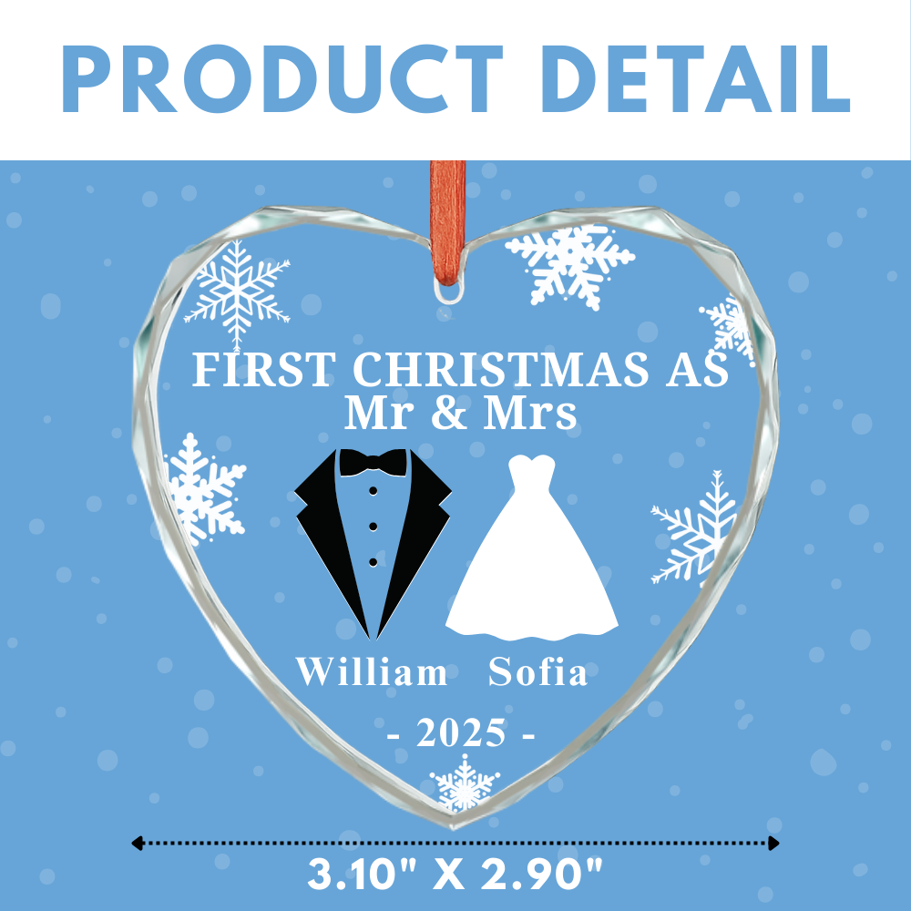 Personalized Our First Christmas As Mr & Mrs Wedding Gift Ornament