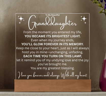 To My Granddaughter, A Glow of Love LED Plaque