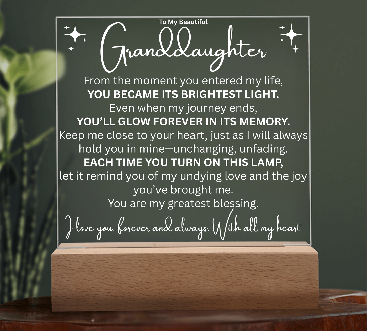 To My Granddaughter, A Glow of Love LED Plaque