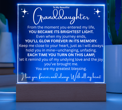 To My Granddaughter, A Glow of Love LED Plaque