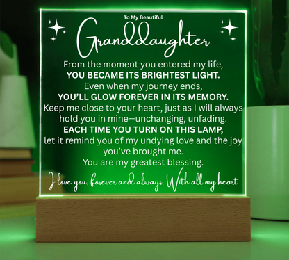 To My Granddaughter, A Glow of Love LED Plaque
