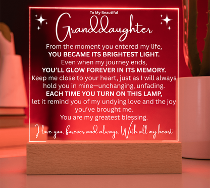 To My Granddaughter, A Glow of Love LED Plaque