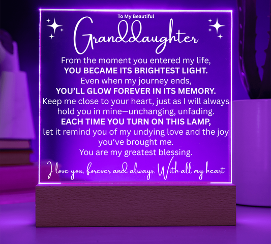 To My Granddaughter, A Glow of Love LED Plaque