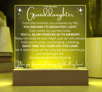To My Granddaughter, A Glow of Love LED Plaque