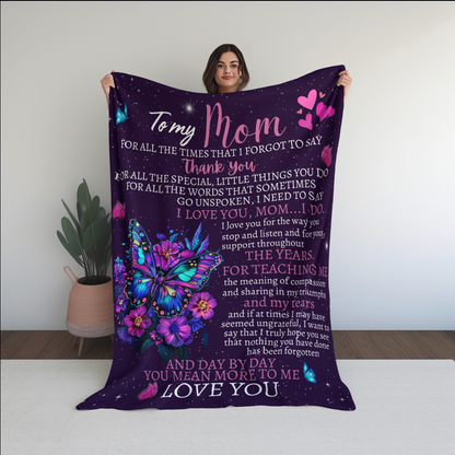 To My Mom Butterfly Fleece  | Sherpa Blanket