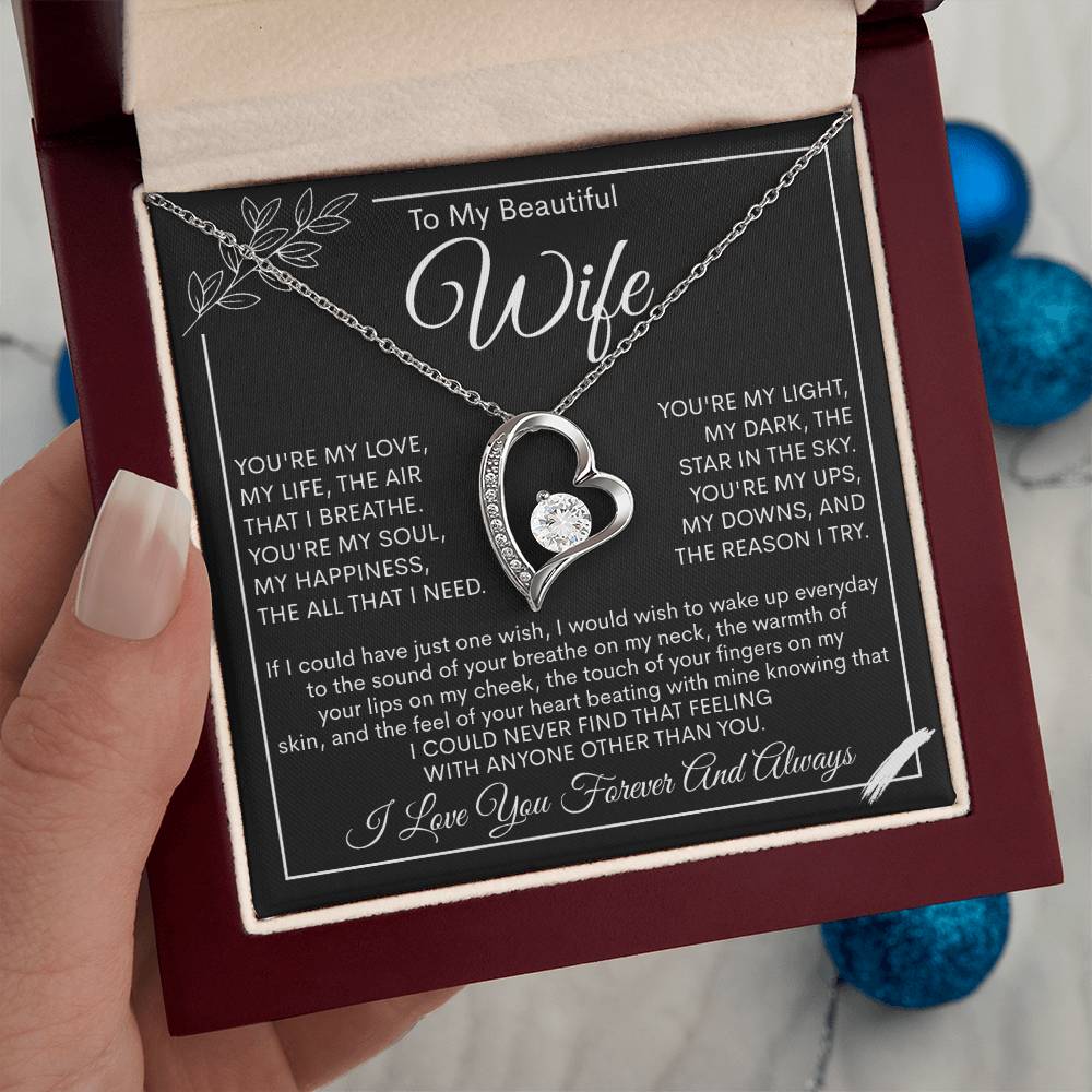 To My Beautiful Wife, My Love, My Life Necklace
