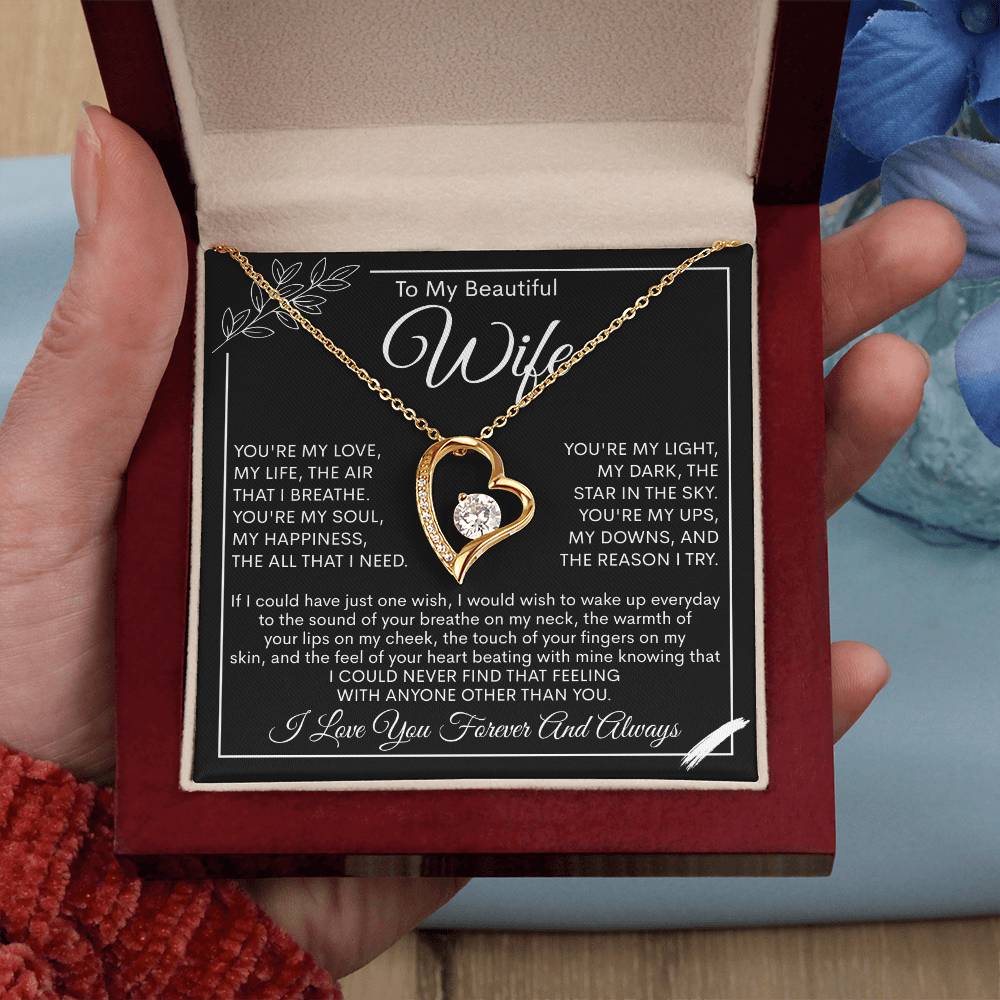 To My Beautiful Wife, My Love, My Life Necklace