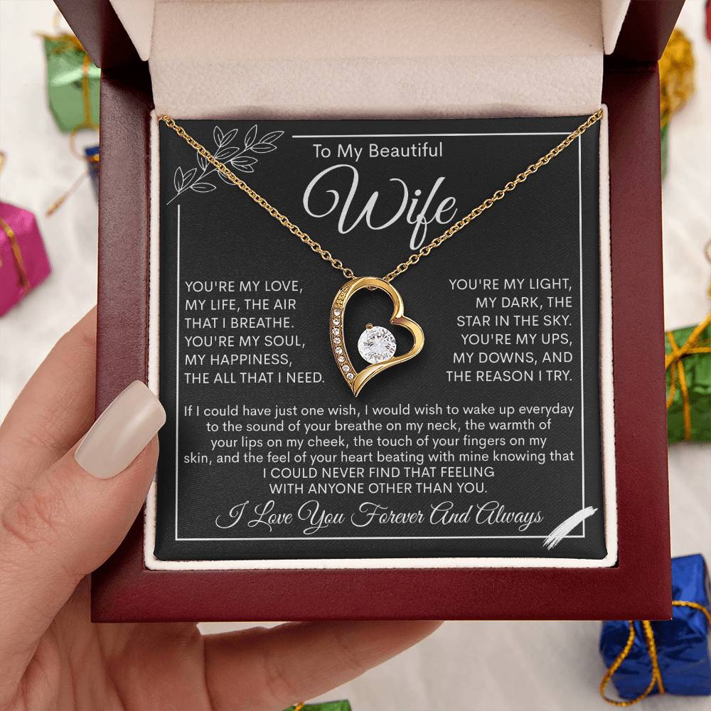 To My Beautiful Wife, My Love, My Life Necklace