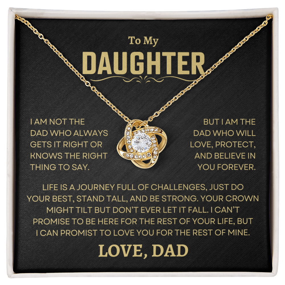 Gift For Daughter From Dad, "Love, Protect, And Believe In You" Love Knot Necklace Set