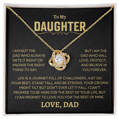 Gift For Daughter From Dad, "Love, Protect, And Believe In You" Love Knot Necklace Set