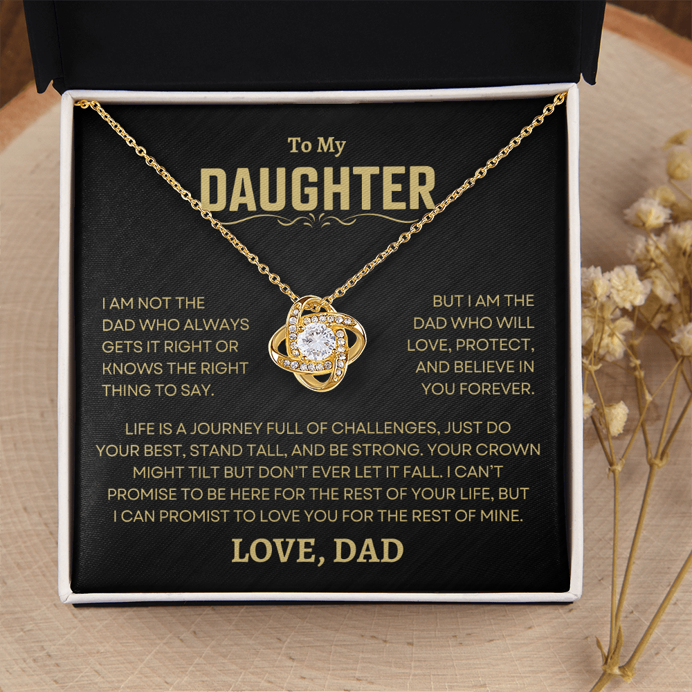 Gift For Daughter From Dad, "Love, Protect, And Believe In You" Love Knot Necklace Set