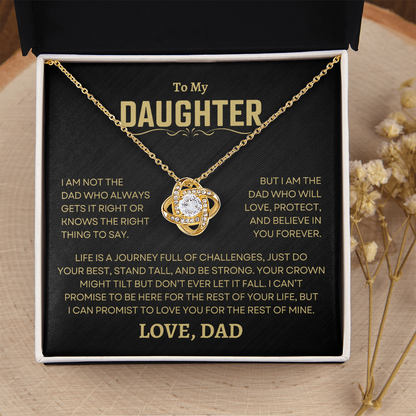 Gift For Daughter From Dad, "Love, Protect, And Believe In You" Love Knot Necklace Set