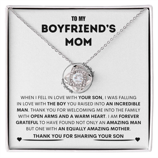 To My Boyfriend's Mom, Forever Grateful Love Knot Necklace