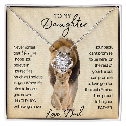 To My Daughter Lion Love Knot Necklace