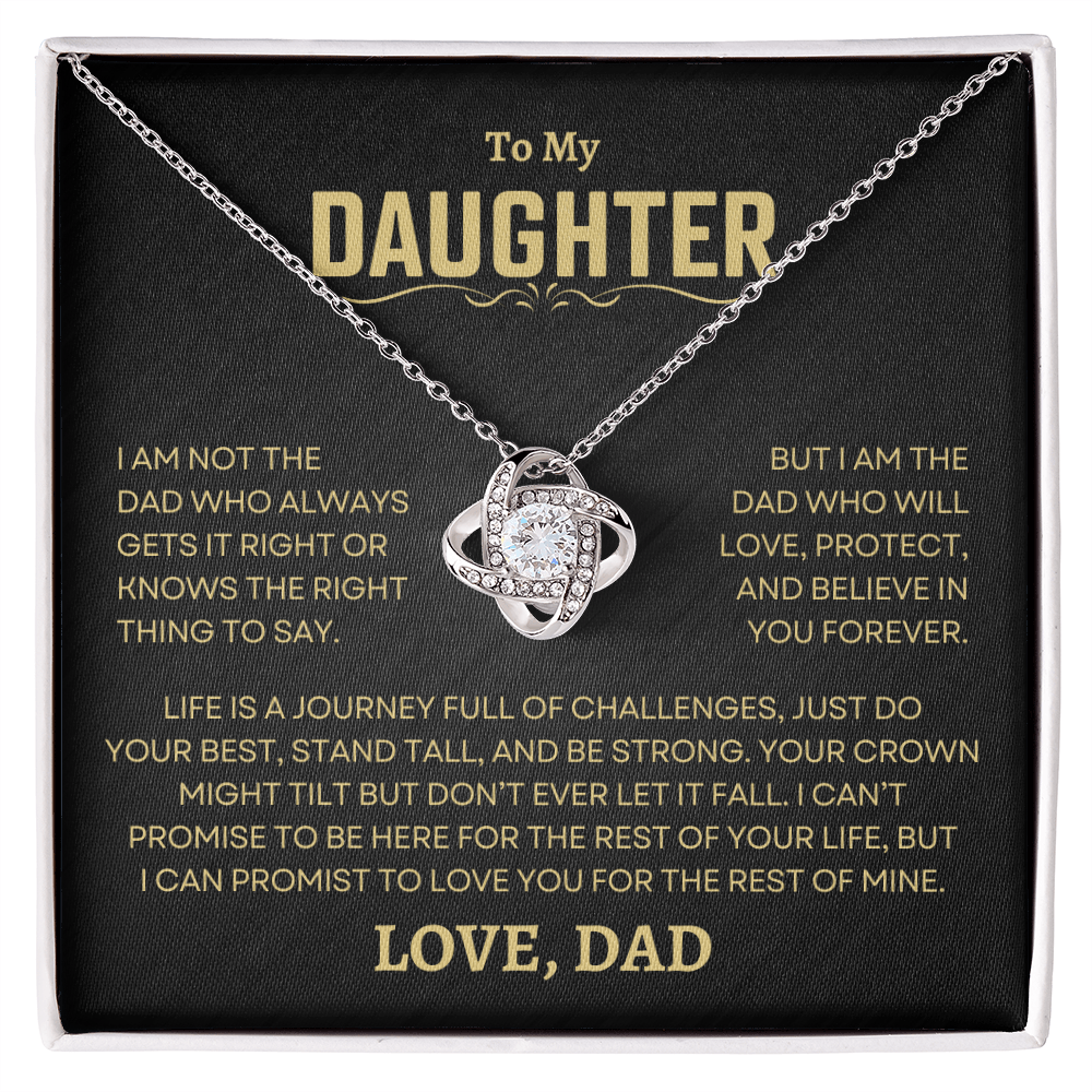 Gift For Daughter From Dad, "Love, Protect, And Believe In You" Love Knot Necklace Set