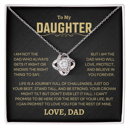 Gift For Daughter From Dad, "Love, Protect, And Believe In You" Love Knot Necklace Set