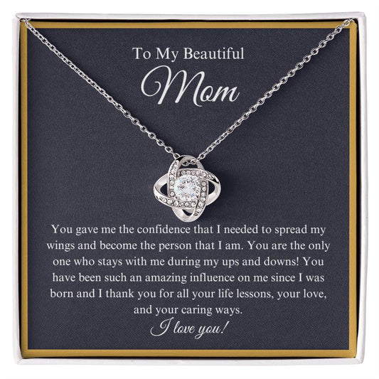 To My Beautiful Mom Love Knot Necklace | Perfect Christmas Birthday Gift