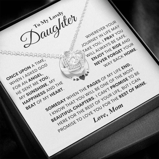 To My Lovely Daughter Love Mom Love Knot Necklace