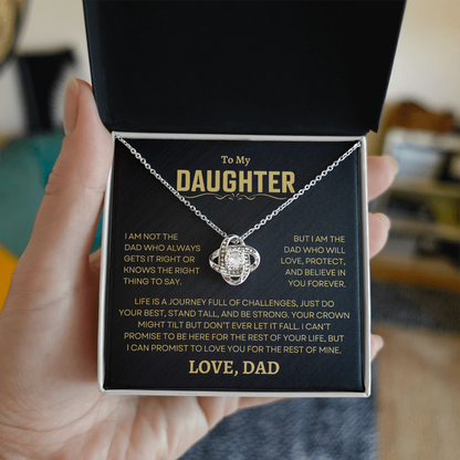 Gift For Daughter From Dad, "Love, Protect, And Believe In You" Love Knot Necklace Set