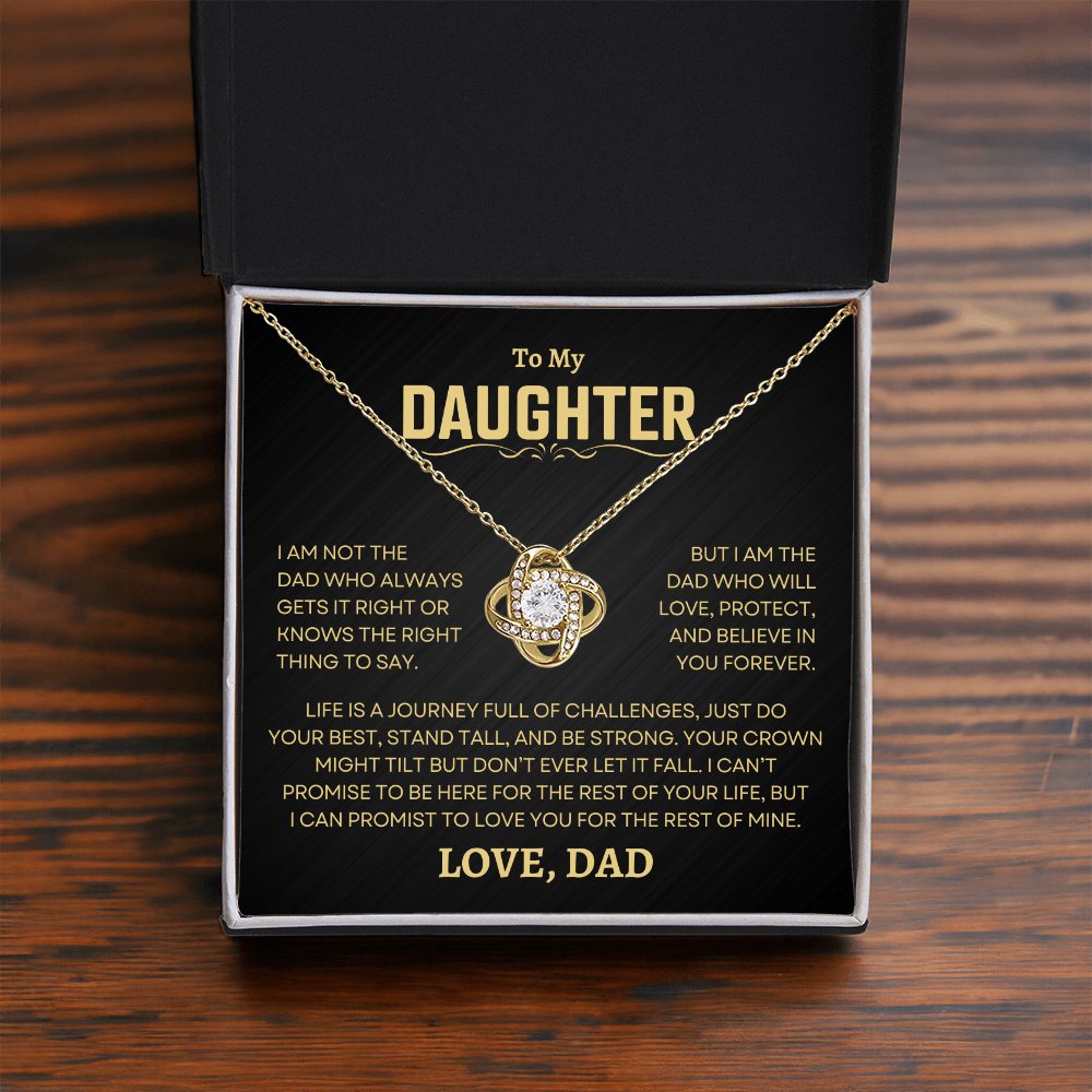 Gift For Daughter From Dad, "Love, Protect, And Believe In You" Love Knot Necklace Set