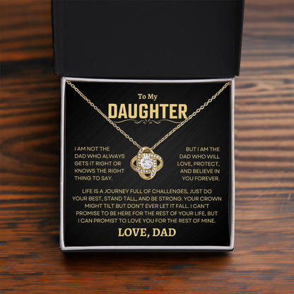 Gift For Daughter From Dad, "Love, Protect, And Believe In You" Love Knot Necklace Set