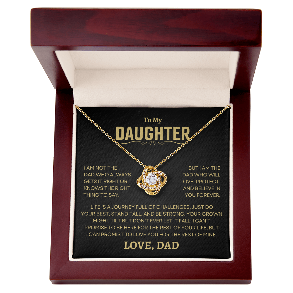 Gift For Daughter From Dad, "Love, Protect, And Believe In You" Love Knot Necklace Set