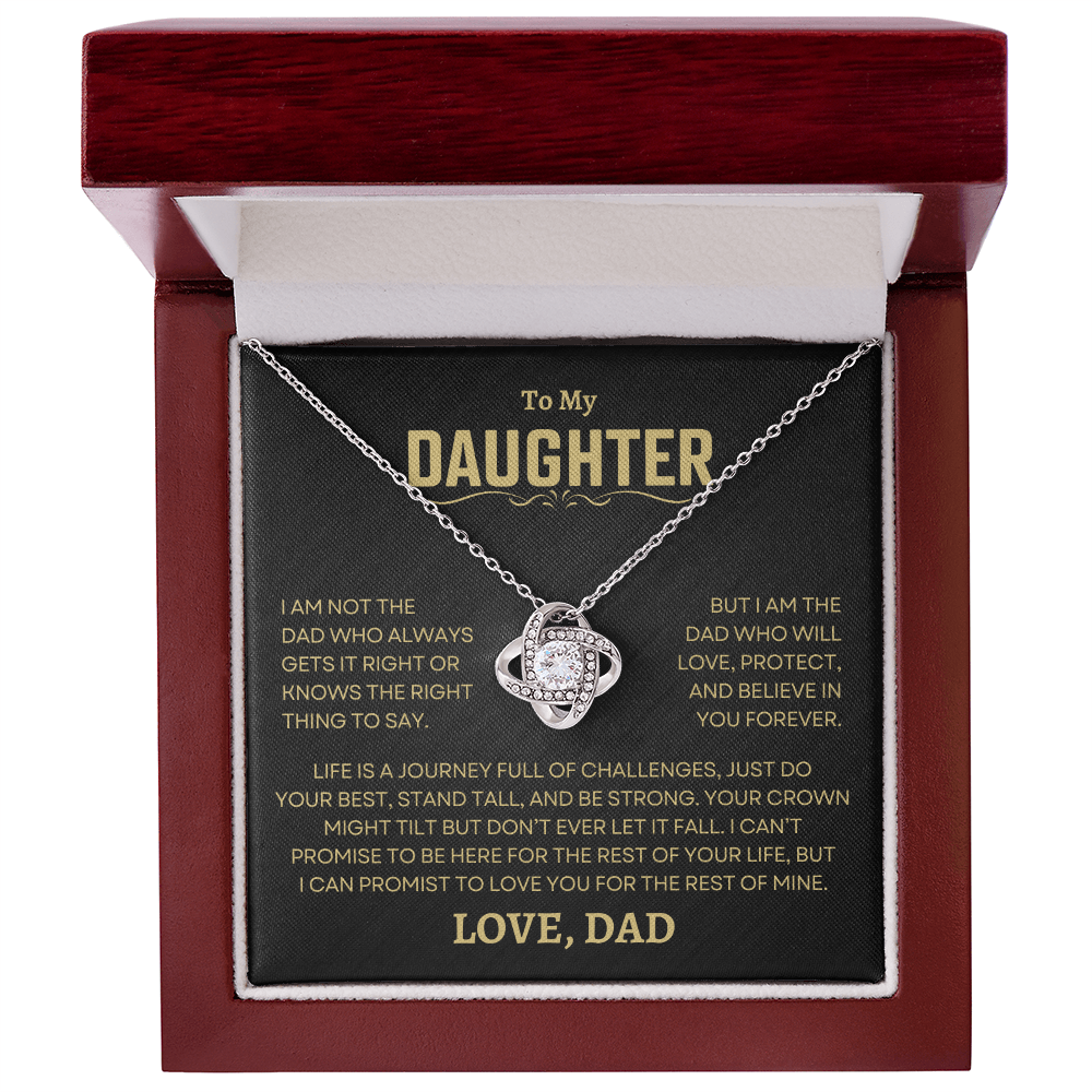 Gift For Daughter From Dad, "Love, Protect, And Believe In You" Love Knot Necklace Set