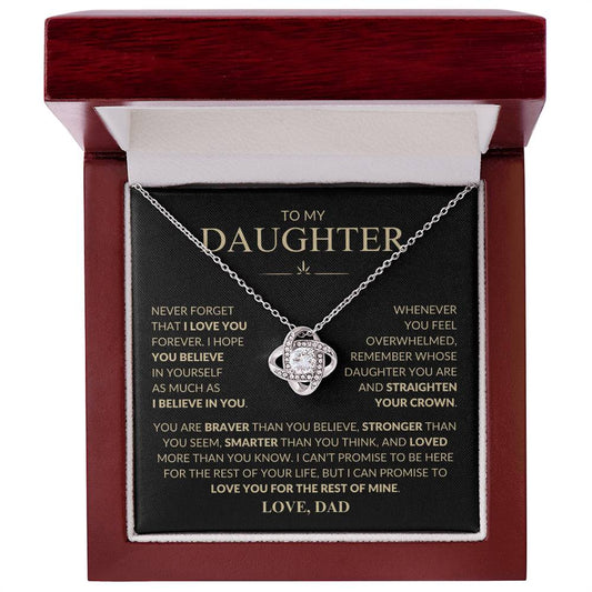 To My Daughter Never Forget That I Love You Love Dad | Love Knot Necklace