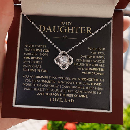 To My Daughter Never Forget That I Love You Love Dad | Love Knot Necklace