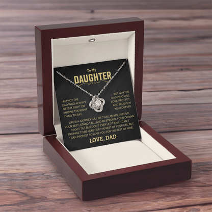 Gift For Daughter From Dad, "Love, Protect, And Believe In You" Love Knot Necklace Set