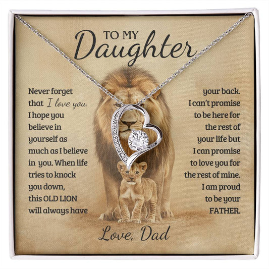 To My Daughter, Never Forget That I Love You Forever Heart Necklace