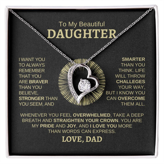 To My Beautiful Daughter, Love Dad Forever Love Necklace | Gold