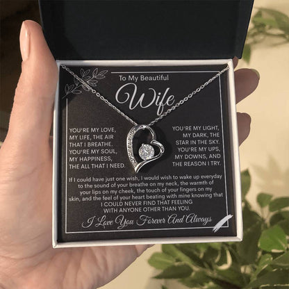 To My Beautiful Wife, My Love, My Life Necklace
